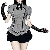 Insdark Goth Top T Shirt Women Y2k Rave Punk Grunge Harajuku