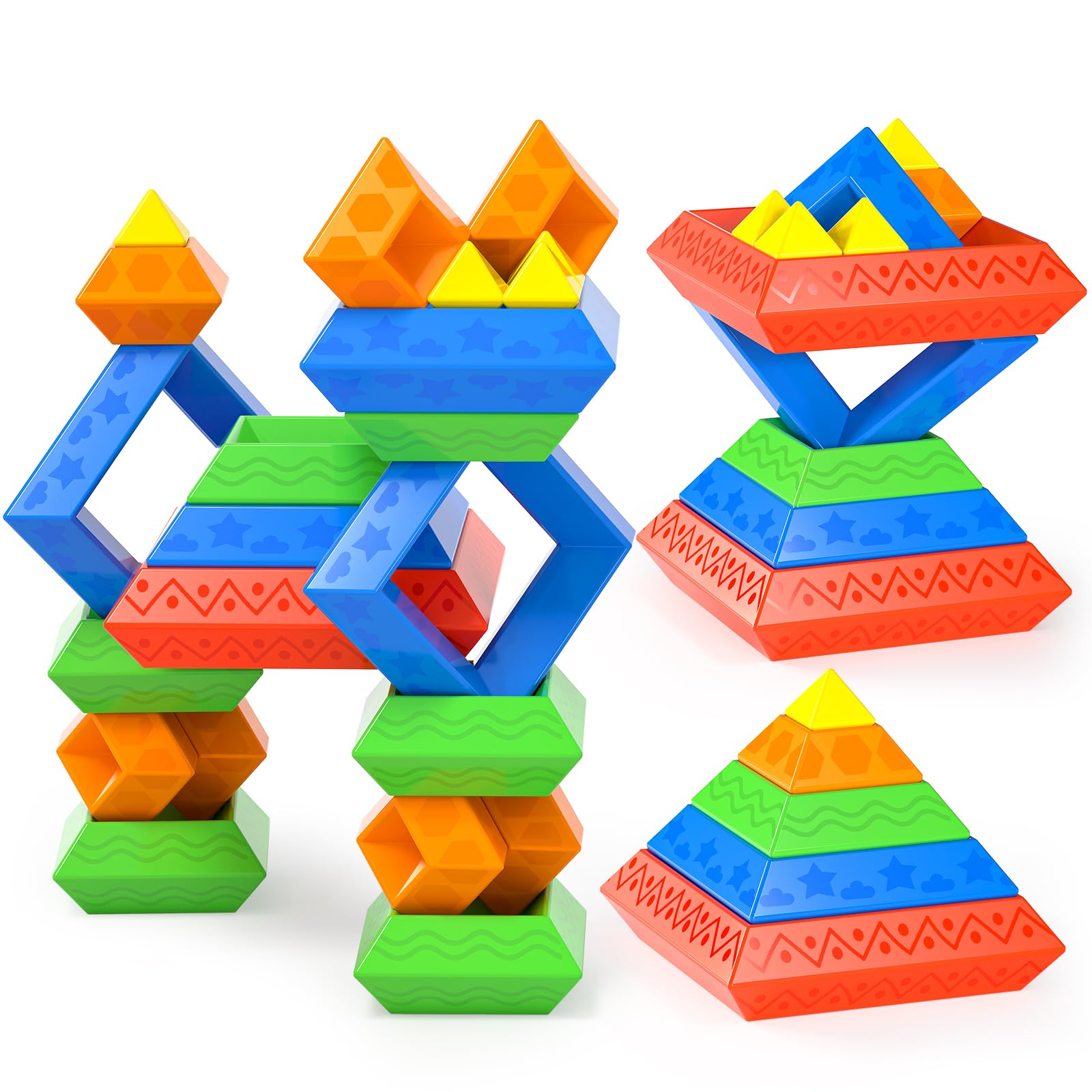 Photo 1 of TEMI Building Block Toys for Ages 3-5 Year Old Girl Birthday Gifts-Learning Educational Stacking Blocks for Toddlers, Preschoolers, Boy, Adults