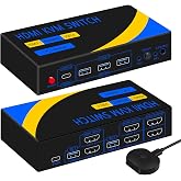 DP HDMI KVM Switch 2 Monitors 2 Computers Display Port | 8K@60HZ, DP and HDMI KVM Switches,USB3.0 with USB C