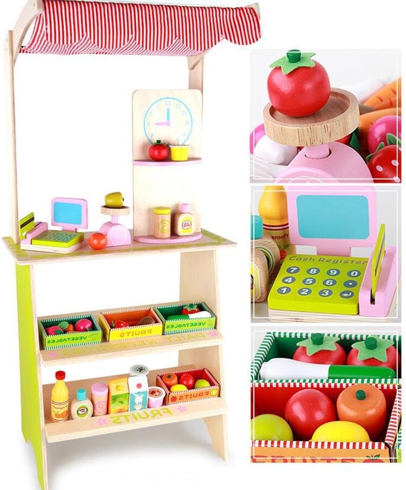 Hjxjxjx Giocattoli Di Legno Di Ruolo Vestito Simulazione Supermercato Per Bambini Amazon It Sport E Tempo Libero