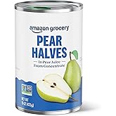 Amazon Fresh Brand, Canned Pear Halves in Pear Juice from Concentrate, 15 Oz (Previously Happy Belly, Packaging May Vary)