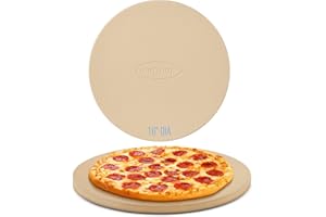 Unicook 16 Inch Round Pizza Stone, Heavy Duty Cordierite Bread Baking Stone for Oven and Grill, Thermal Shock Resistant, Ideal for Baking Crisp Crust Pizza, Bread and More, Includes Scraper