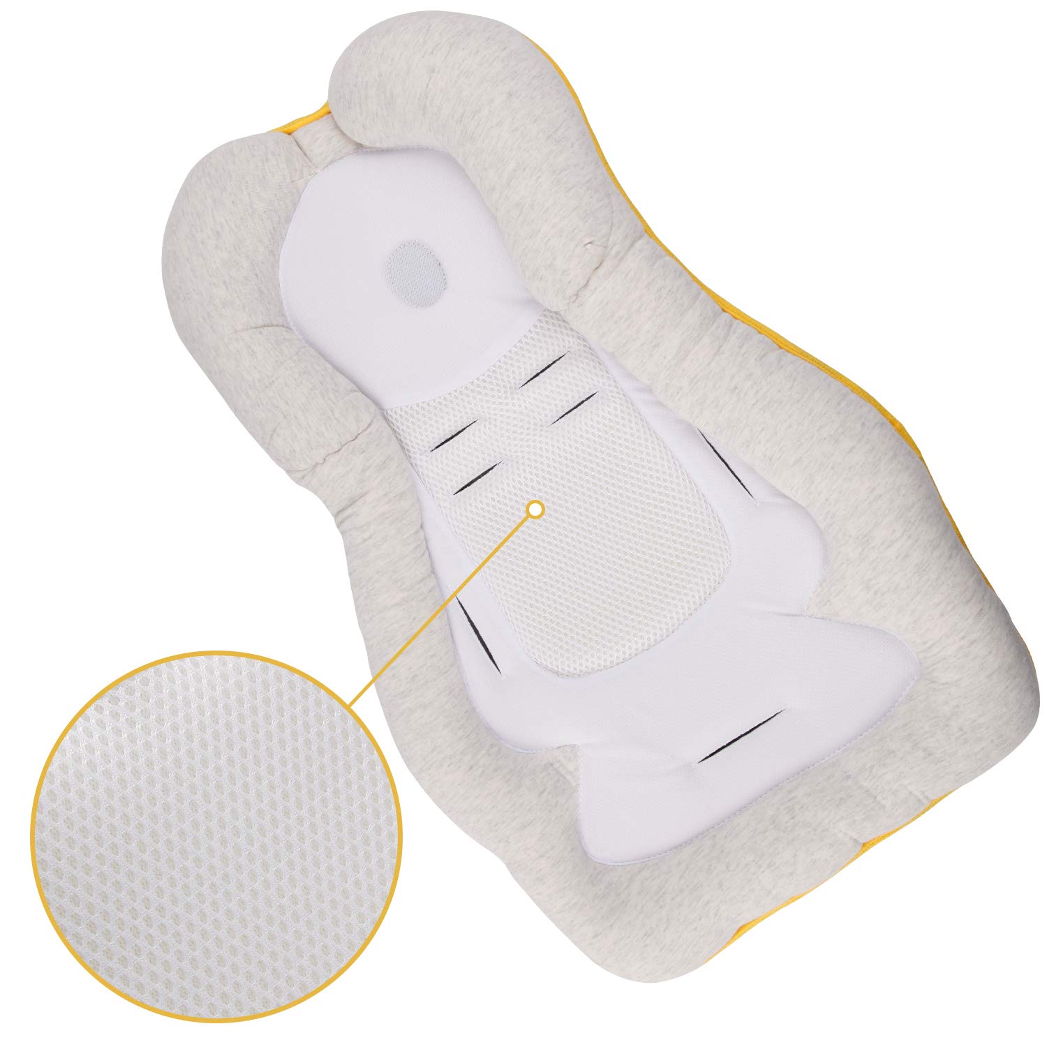 Portable Newborn Baby Head Support, Baby Bed Mattress, Infant Sleep Positioner, Untra Soft and Breathable Baby Bed Pillow for Newborn Baby and Infant, Infant Co Sleeper (Beige): Baby