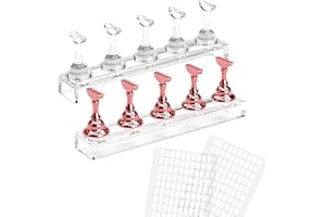 Belandi 2 Set Nail Stand for Press Ons, Magnetic Acrylic Nail Display Stands for Nail Art w/200PCS Double-Sided Tape, Nail Holder Kit Home Salon DIY Display Supplies