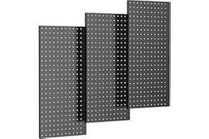TORACK 3-Pack 12x24 inch Metal Pegboard Panels for Garage Wall, Tools Organizer Pegboard for Workbench, Workshop, Modular Peg Board Tool Storage Board for Pegs(Black)