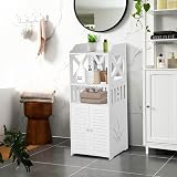 Youyijia 3 Tier White Floor Standing Cabinet Storage Organizer 97x20x18 cm view 9