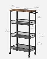 VASAGLE 4-Tier Trolley Space-Saving Kitchen Cart 22 cm Deep Steel Frame view 6