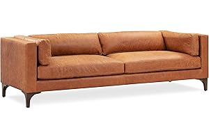 POLY & BARK Argan 93" Sofa in Full-Grain Pure-Aniline Italian Tanned Leather in Cognac Tan