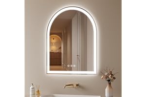 Arched LED Mirror Bathroom 24"x30", Frameless Bathroom Mirror with Light, Fogless, Dimmable, 3 Color Changing, Shatterproof