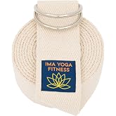 Extra-Wide 2 Inch Cotton Yoga Strap: Stretching, Physical Therapy, Exercise | Slip-free steel D-rings; adjustable; non-slip; 8 &amp; 10 ft lengths; storage bag + e-book; hamstring &amp; legs; flexibility &amp; rehab