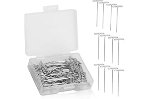QMNNMA T Pins, 100 Pack 1 inch T Shape Sewing Pins for Blocking Knitting, Wig Pins Stainless Steel Push Pin Kit with Clear Box for Mannequin Head, Sewing, Crocheting and Modelling