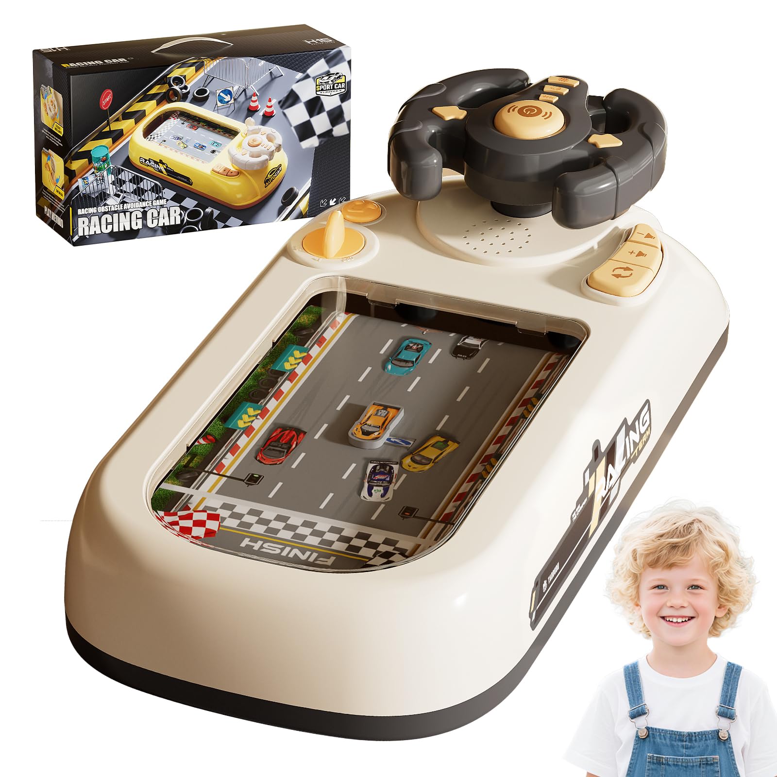 Photo 1 of LFACHTER Car Adventure Toy with Steering Wheel,Musical Steering Wheel Toys,Interactive Simulation Driving Toddler Simulated Driving Racing Car for Kids 4-6,for Kids Girls Xmas Birthday Gifts(White)