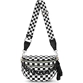 ZAIBAO Crossbody Bags for Women Chain Bum Handbag, Checkered Strap Roomy Versatile Mom-Friendly Bag with Multiple Pockets