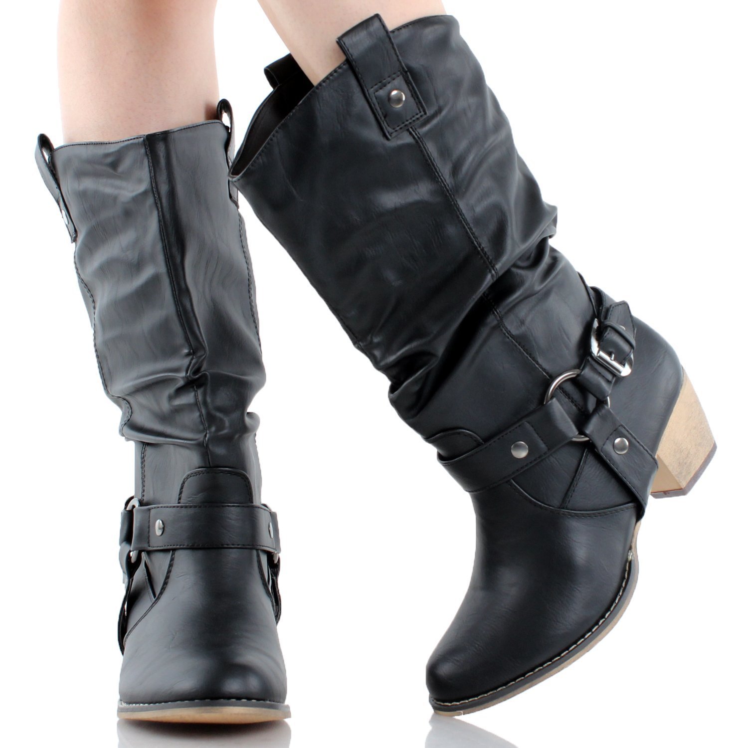 Olivia K Women's Western Style Wild Mid-Calf Cowgirl Boots - Image 5