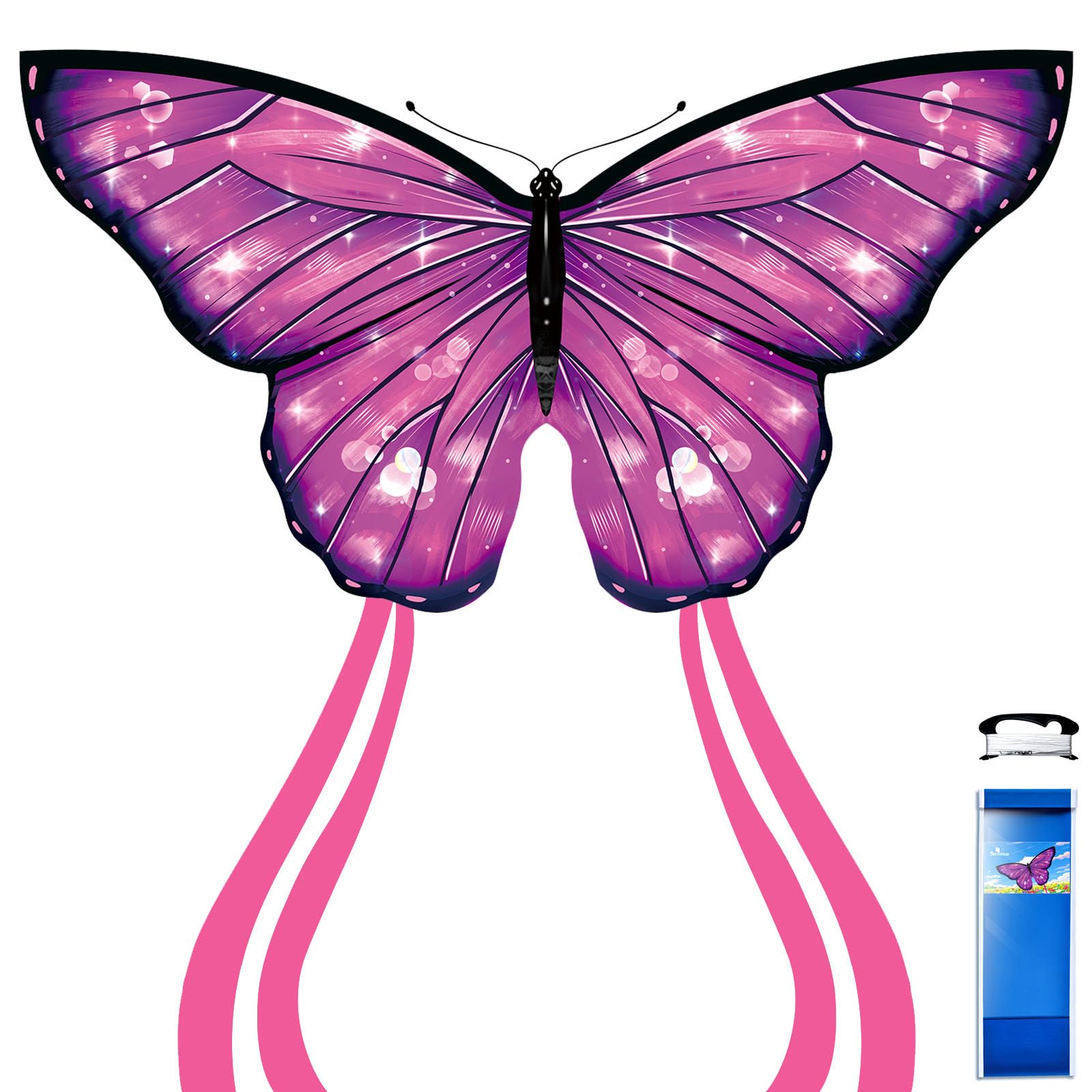 Simxkai butterfly kite easy to fly for kids, adults, beginners, single line (purple) — image 1