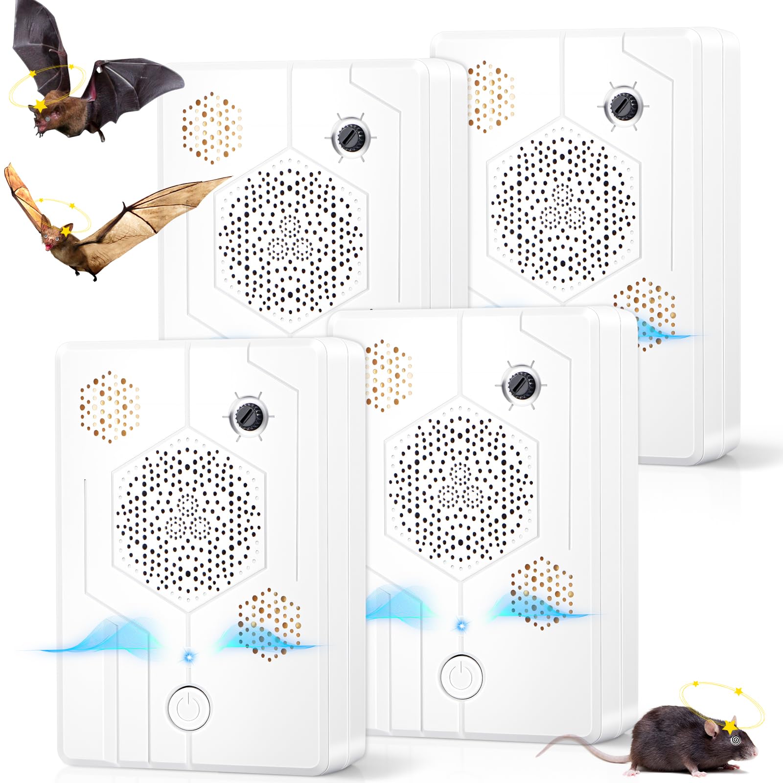 Photo 1 of 4 Pcs Ultrasonic Bat Repellent for Attic, Rechargeable Bat Deterrent Devices Outdoor Indoor, Electronic Bird Repellent Bats Keep Away Reject Repelling System Removal Device for House Porch Farm