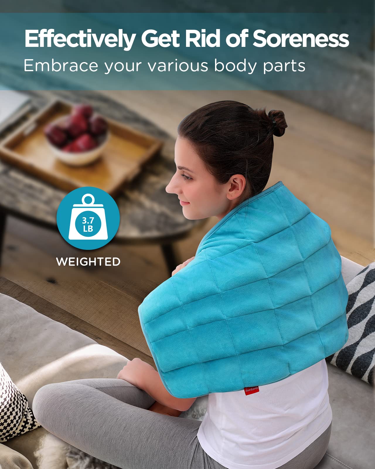 Comfytemp Weighted Heating Pad for Back Pain Relief & Cramps, Mothers Day Gifts for Mom, FSA HSA Eligible, 17'' x 30'' Extra Large Heat Pad, 3.7lb Electric Heated Pad, 2H Auto-Off, Machine Washable