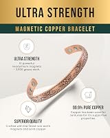 MagnetRX Women's Copper Bracelet Floral Cuff with 10 Magnets 3,500 Gs Adjustable view 4
