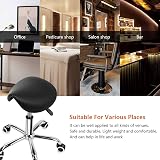 KKTONER Black Rolling Saddle Stool Adjustable Swivel Chair with Wheels view 6
