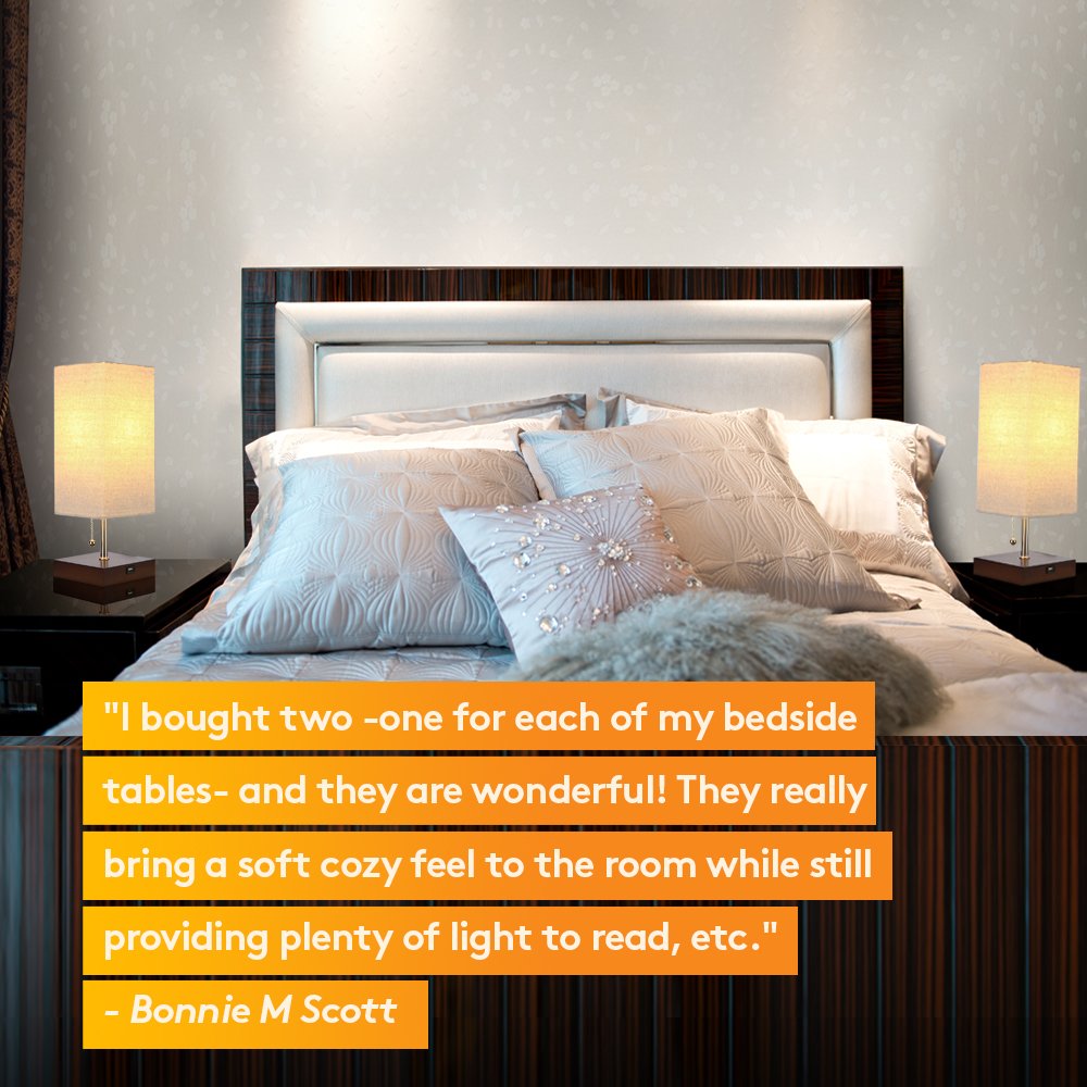 Brightech Grace LED USB Bedside Table Desk Lamp - Modern ...