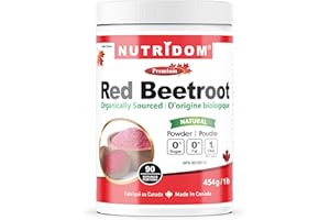 Nutridom Organic Red Beetroot Powder, Canadian-Made, 100% Natural, Sugar-Free, 454g, 90 Servings