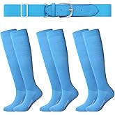Haysandy Baseball or Softball Sock and Belt Combo Set 3 Football Baseball Socks with Softball Belt for Youth Boys Kids