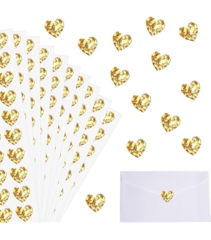 Etiquetas De Sello De Pegatinas En Blanco Doradas Con Forma De Corazón