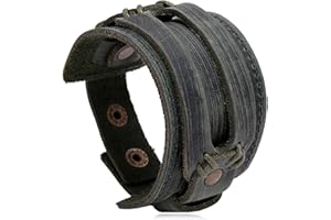 Pitmmord Punk Rock Adjustable Small Wristband Faux Leather Arm Band Cuff Bracelet