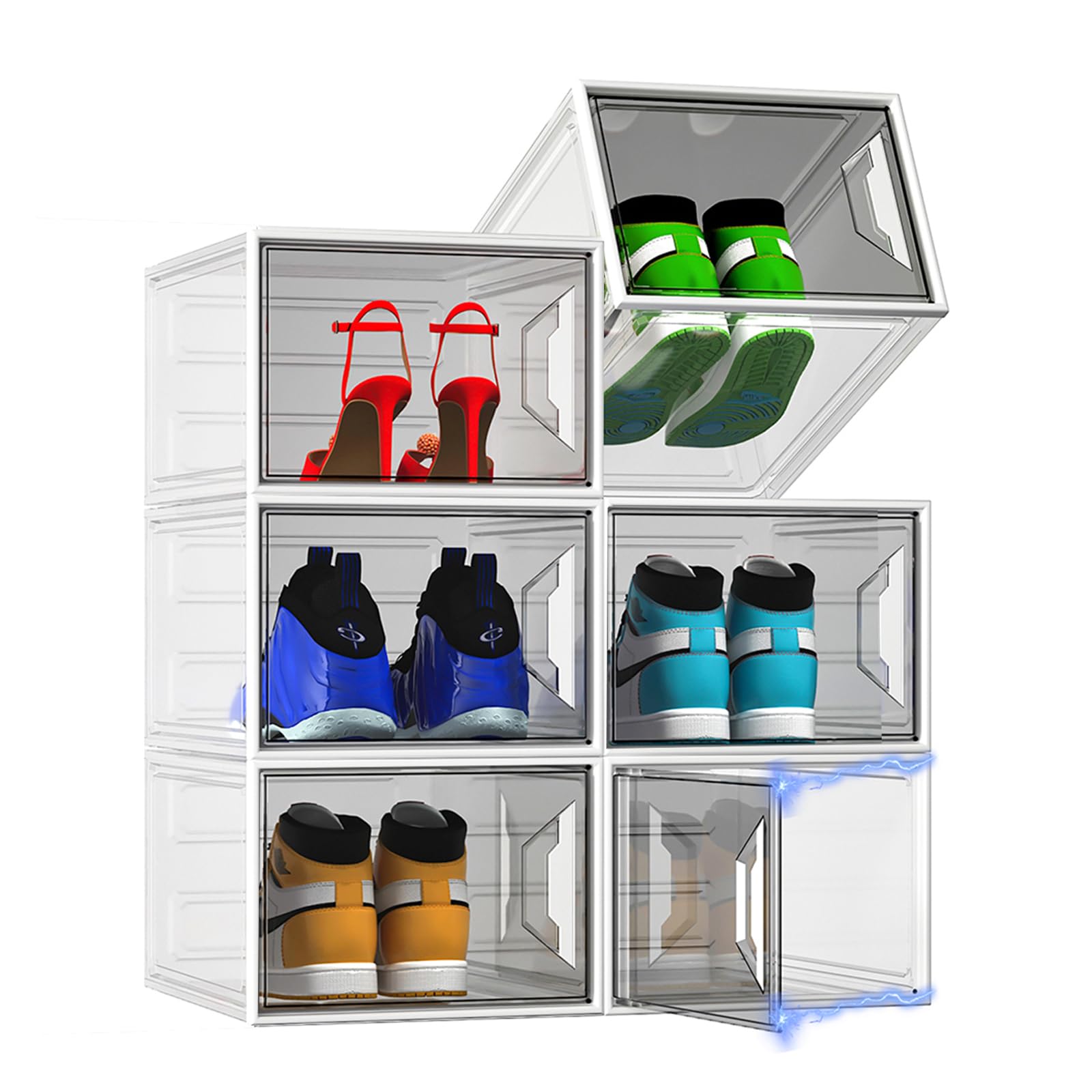 ADTO X-Large Stackable Shoe Boxes - Clear Plastic Shoe Storage Boxes ...