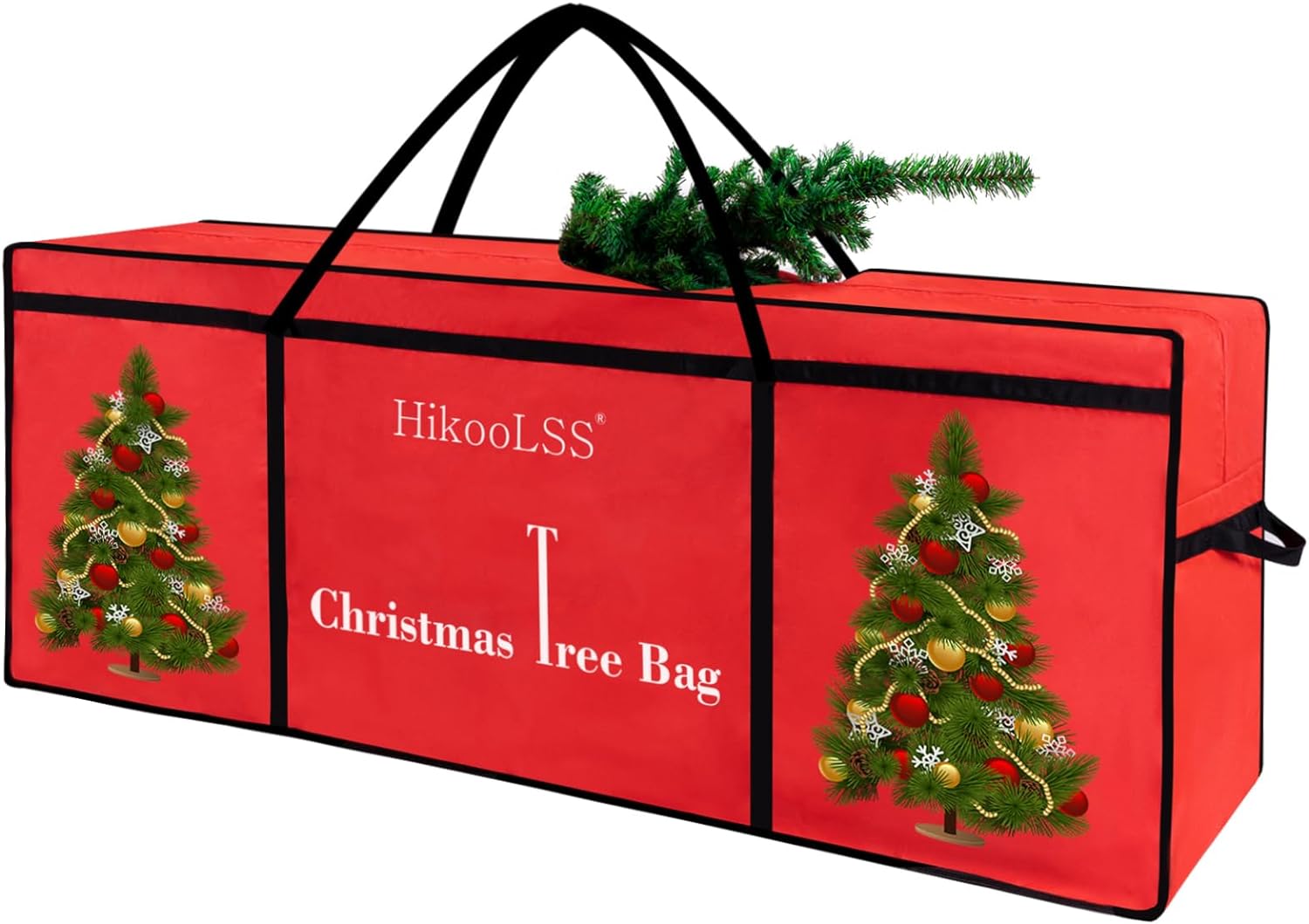 Holiday Décor Storage - HikooLSS Christmas Tree Bags Storage 7.5 Ft Large Christmas Tree Bag,Reusable Heavy Duty 600D Oxford Santa Tree Box/Container/Holder for Big Artificial Xmas Tree/Holiday Trees Red(60X18X25in)