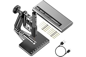 4-Speed Electric Mini Drill Pen with Hedgehog Benchtop Press, AM ARROWMAX 10 Small Drill Bits with Aluminium Box, OLED Display, LED Lights, 3/32-Inch Keyless Chuck (SDS ULTRA PLUS)