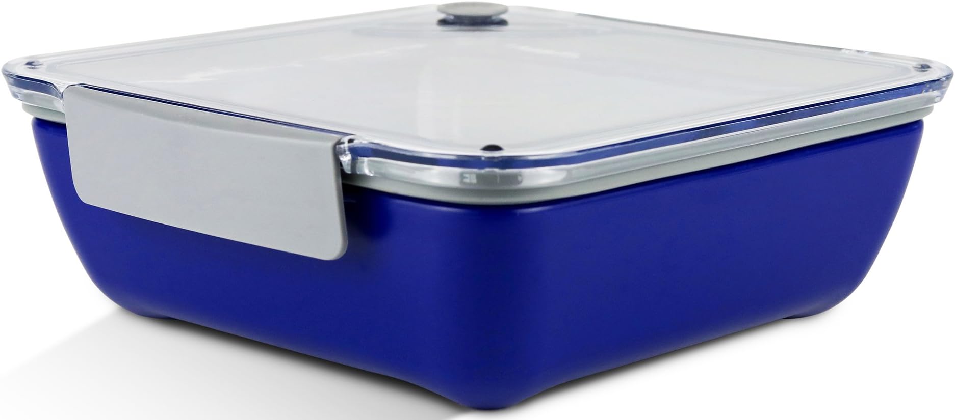Zell Lunch Box with Compartment and Snap Lock Lid | Removable Compartment Tray Divider | BPA Free, Reusable Sandwich Box & Food Storage Container | For Kids & Adults | 6.75 x 6.75 x 2 in | Blue
