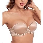 HACI Push up Strapless Bra Thick Padded Demi Underwire Add a Cup Convertible Straps Tshirts Multiway