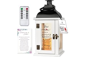HN HAIINAA Memorial Lantern - Bereavement Sympathy Gifts for Loss of Loved One Memorial Gifts for Loss of Father Remembrance Gifts Thoughtful Funeral Gifts for Loss of Dad with LED Candle and Remote