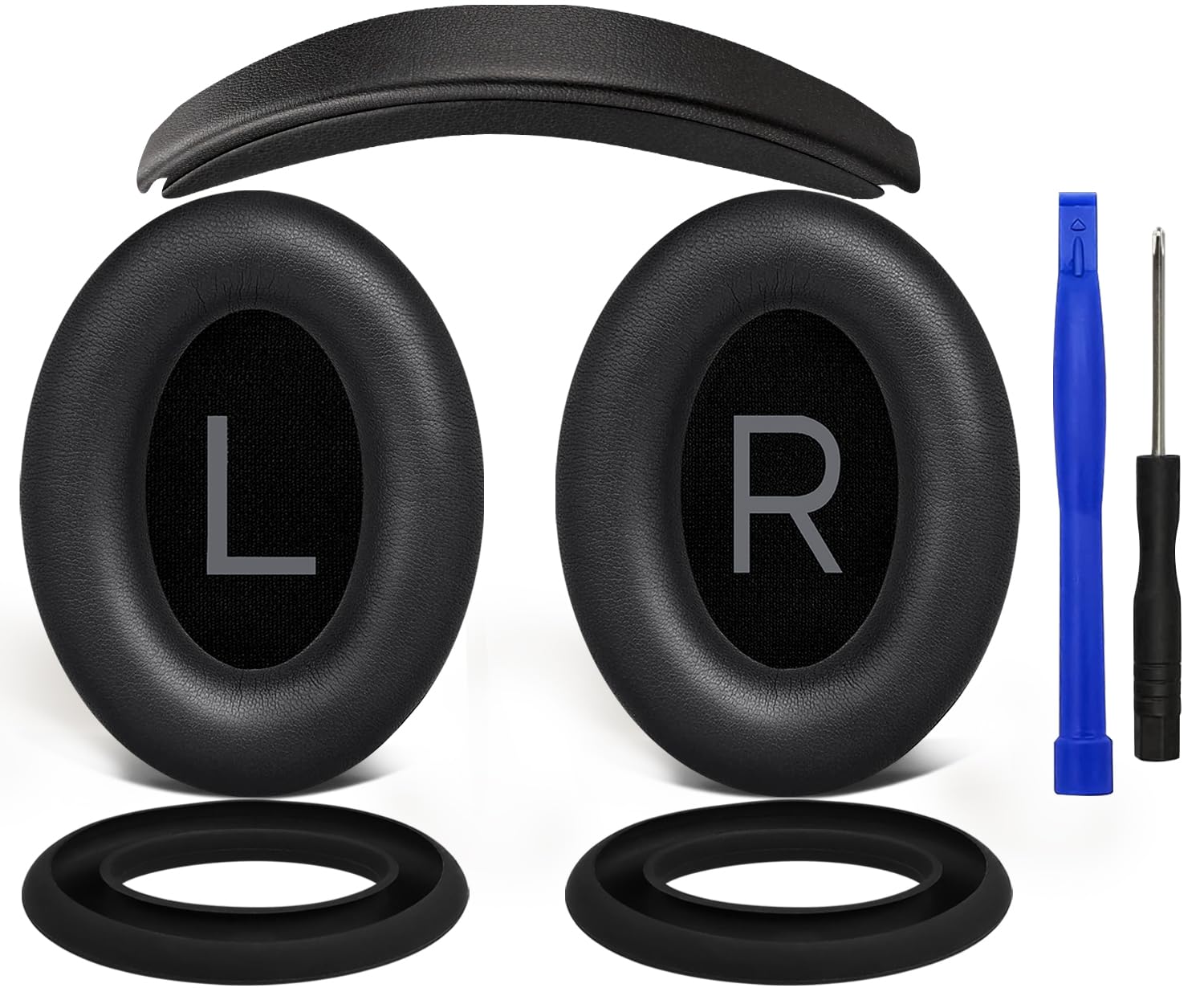 SOULWIT Ear Pads Cushions + Headband + Silicone Earpads Cover Protector, Replacement Kit for Bose QuietComfort 45 (QC45)/QuietComfort SE (QC SE)/New Quiet Comfort Wireless Over-Ear Headphones - Black — image 1