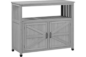 Mederlo Wooden Patio Bar Table Set with Storage, Buffet Cabinet Sideboard for Outdoor and Indoor