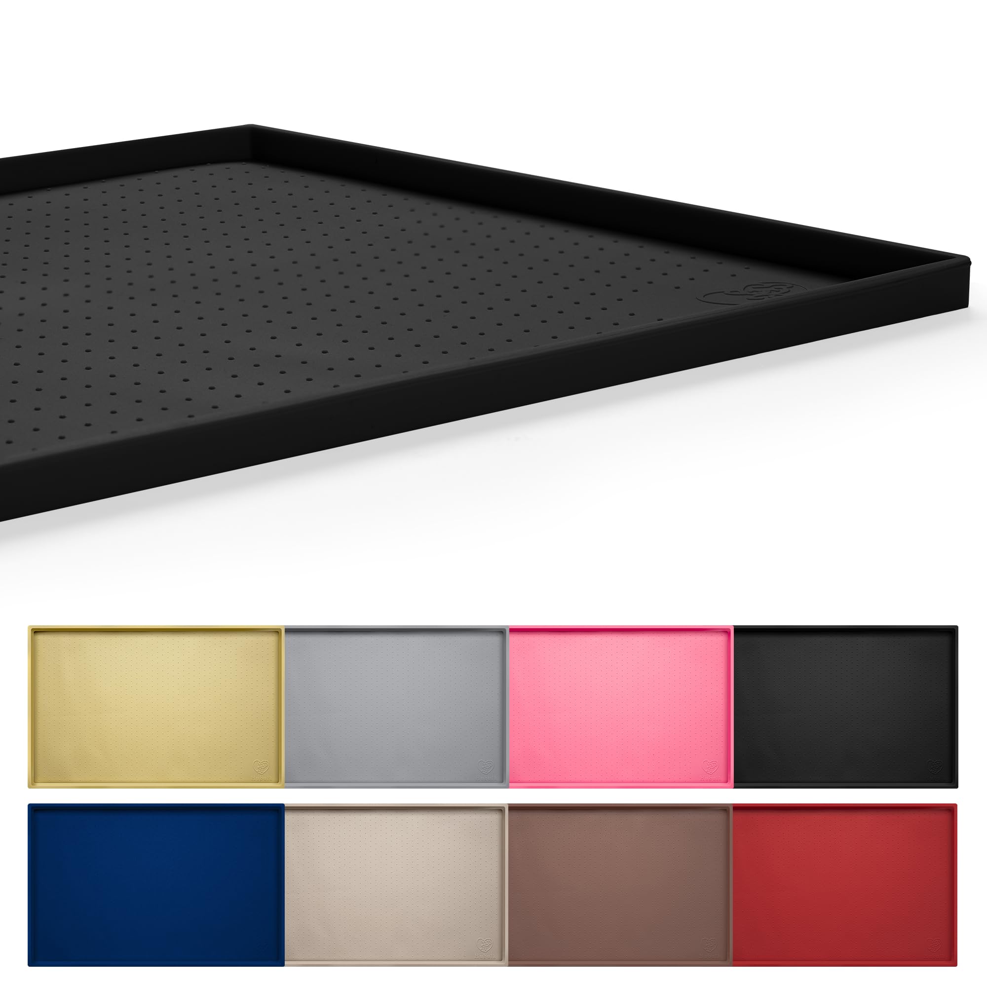 Photo 1 of Hubulk Dog Feeding Mat,100% Waterproof Food Grade Silicone Pet Food and Water Bowl Placemat,Dishwasher, High Raised Edge to Prevent Spills,Nonslip Tray to Stop Messes on Floor (32"x24"x1.0", Black)