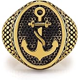 555Jewelry Stainless Steel Vintage Signet Nautical Pirate Sailor Anchor Ring for Men