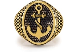 555Jewelry Stainless Steel Vintage Signet Nautical Pirate Sailor Anchor Ring for Men