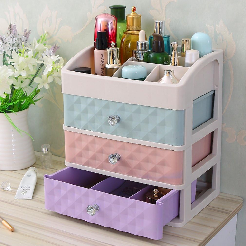 AEVEL Caja de almacenamiento de maquillaje tamaño pequeño organizador de cosméticos multicolor AEVEL Caja de almacenamiento de maquillaje tamaño pequeño organizador de cosméticos multicolor
