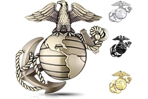VOZEKROD U.S.Marine Corps Car Emblem – 3D Eagle Globe Anchor Metal Decal, 3.3"x3.1" Weatherproof Military Sticker, Universal Fit for Cars, Trucks, Gifts for Veterans & Supporters (Brass)