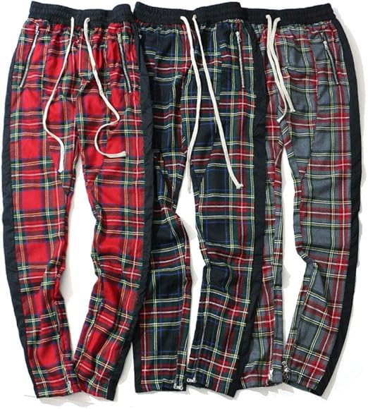 plaid joggers for men