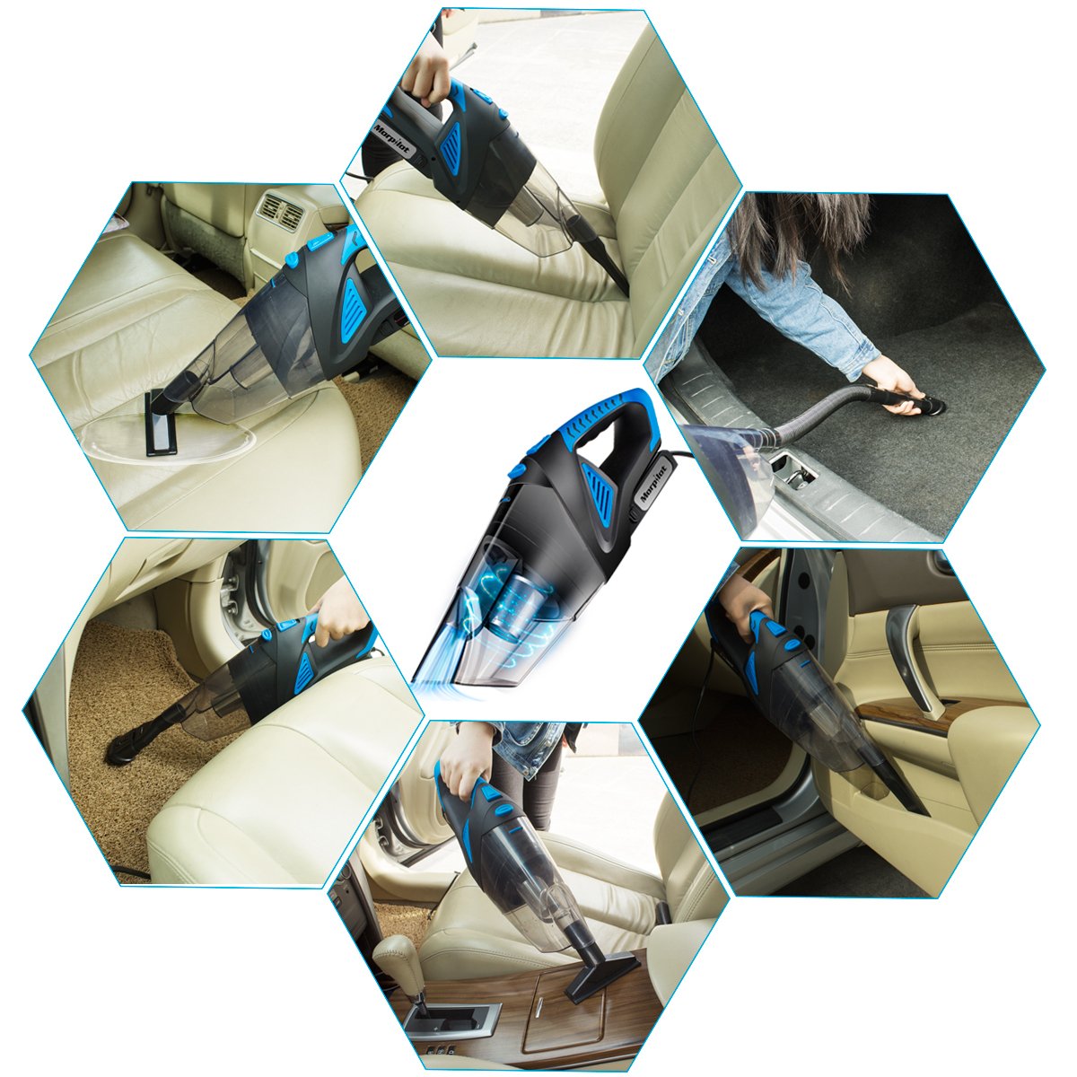 Car Vacuum Cleaner,Morpilot 5500Pa DC 12V 120W Portable Handheld Auto Vacuum Cleaner Auto Lightweight Cleaner Dustbuster Hand Vac with Stainless Steel HEPA Filter