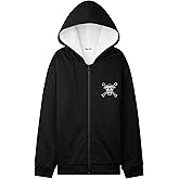 One Piece Hoodie for Boys, Teens, 9-16 Years, Fleece Sweatshirt, Sherpa Hooded Jacket, Zip Up Hoodie, Anime Gifts for Boys