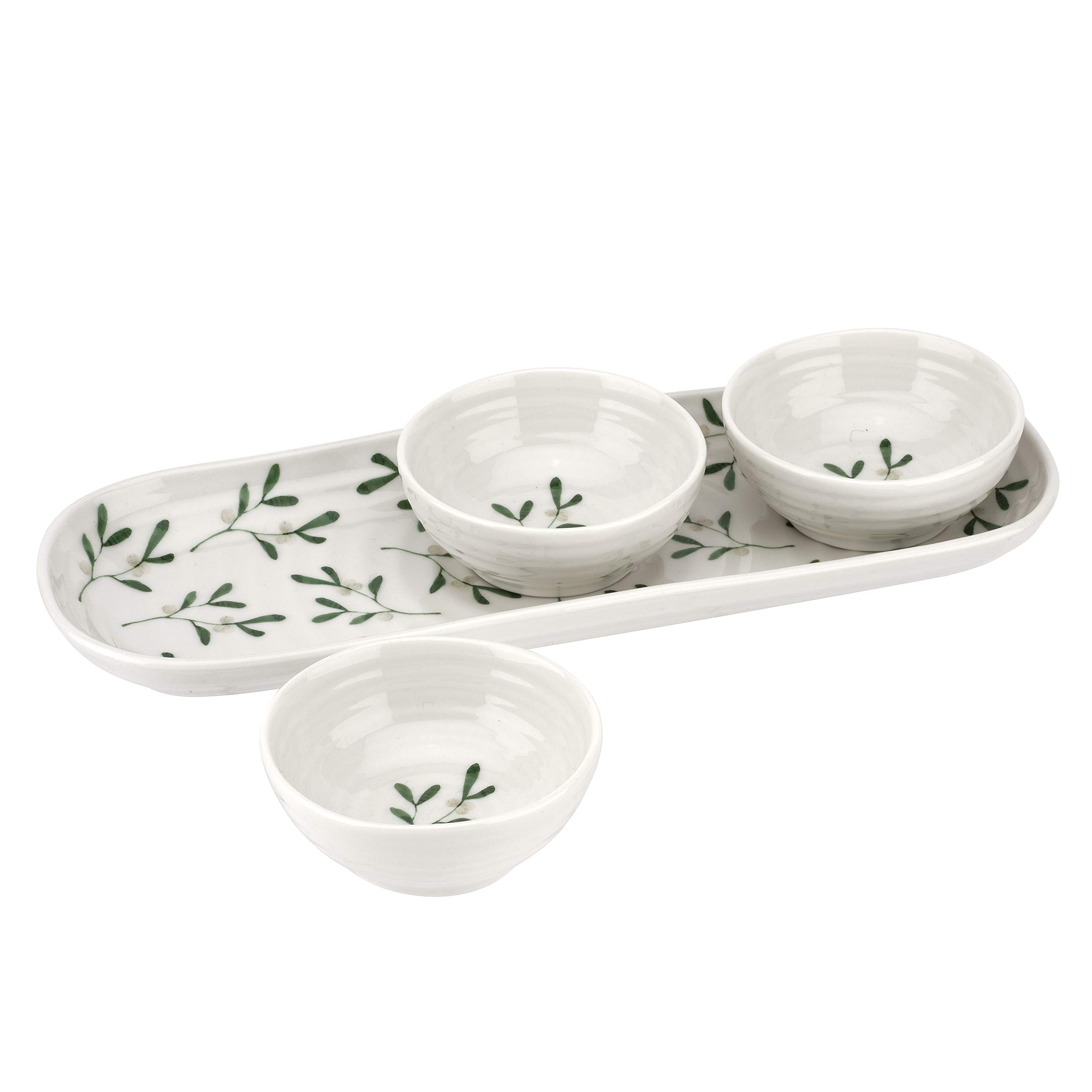 Portmeirion Sophie Conran Garland 3 Bowl and Tray Set (Amor, Mistletoe)