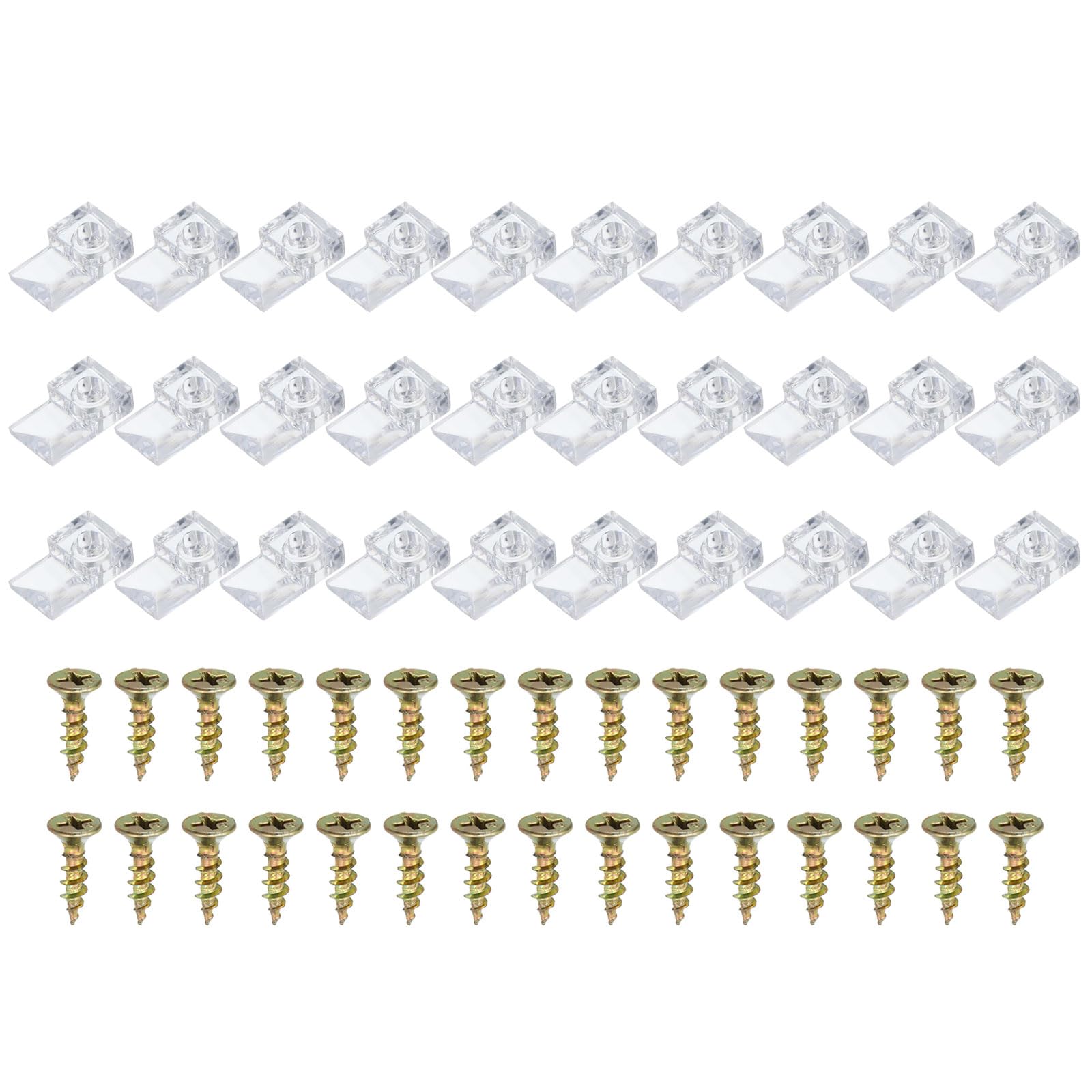 PATIKIL Glass Retainer Clips, 50 Packs Cabinet Glass Clips Mirror Holder Clips with Screws for Fixing 4 mm Glass Cabinet Doors, Transparent