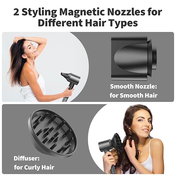 HAIR DRYER – 110,000 RPM PROFESSIONAL HAIR DRYER WITH DIFFUSER, IONIC BLOW DRYER, 8 WIND MODES, MAGNETIC NOZZLES, FAST DRYING FOR ALL HAIR TYPES – MOTHERS DAY GIFTS FOR MOM HER WOMEN SELF CARE GIFTS