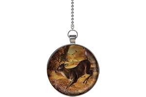 Gotham Decor Autumn Leaping Deer Ceiling Fan/Light Pull Pendant with Chain
