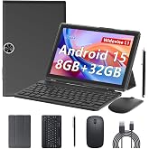 BYANDBY Android 14, 2 in 1 Tablet with Keyboard, 10 inch Tablets, 8GB+64GB/1TB Expand, 2.4G+5G+Wi-Fi 6, Dual Camera, 6000 mAh, BT, GMS, Games, with Case (Black)