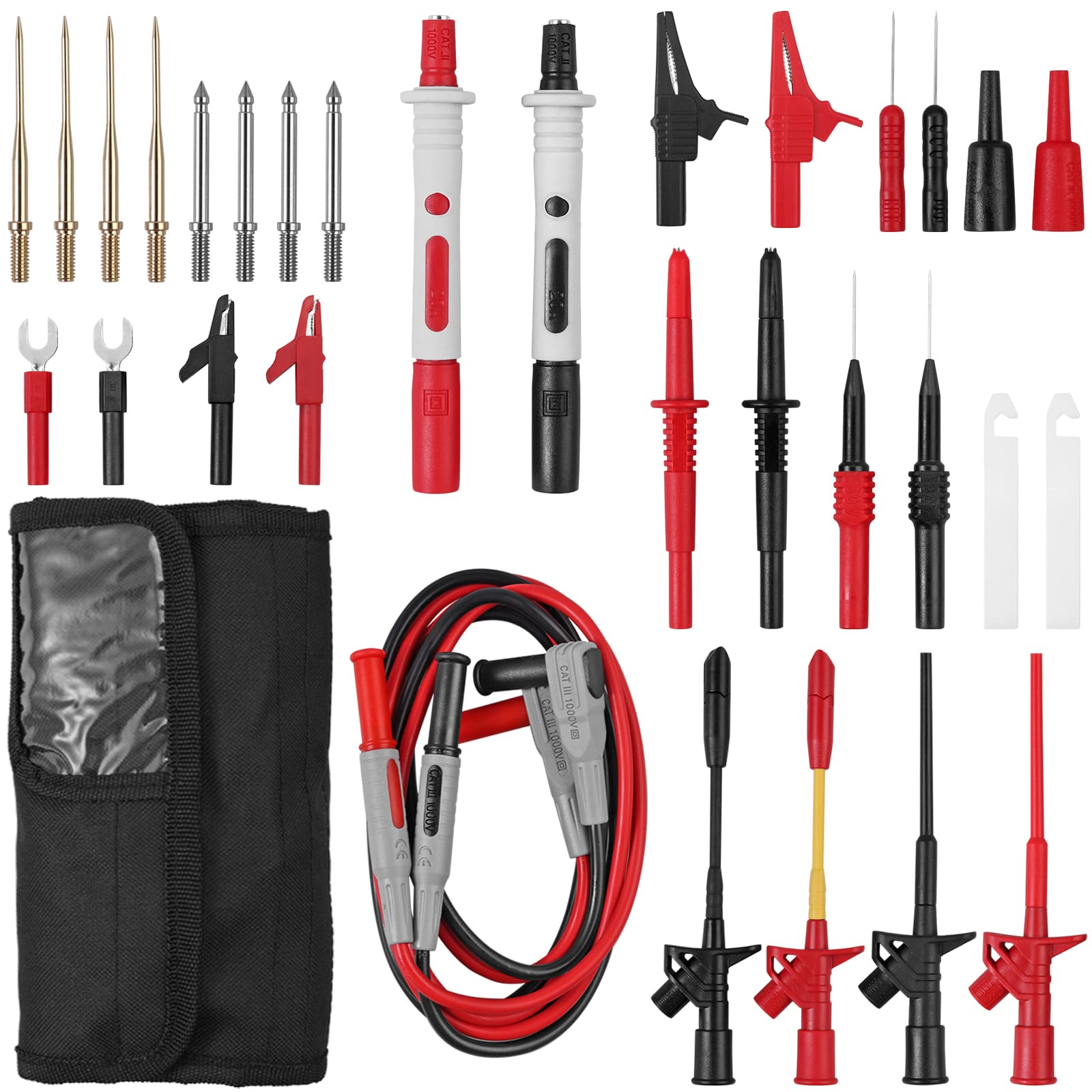 Proster 26PCS Multimeter Test Leads Kit with Replaceable Multimeter Probes Alligator Clips Electronic Test Leads for Digital Multimeter Clamp Meter